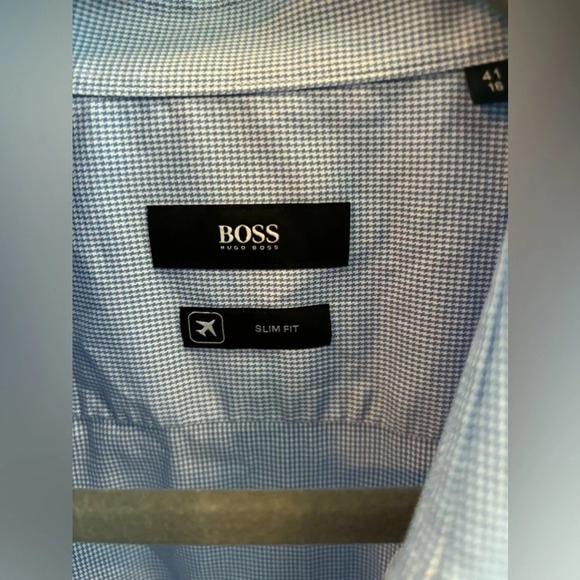 Boss Hugo Boss Light Blue Men’s Slim Fit Button Up Shirt Size 41 16 - Picture 2 of 4